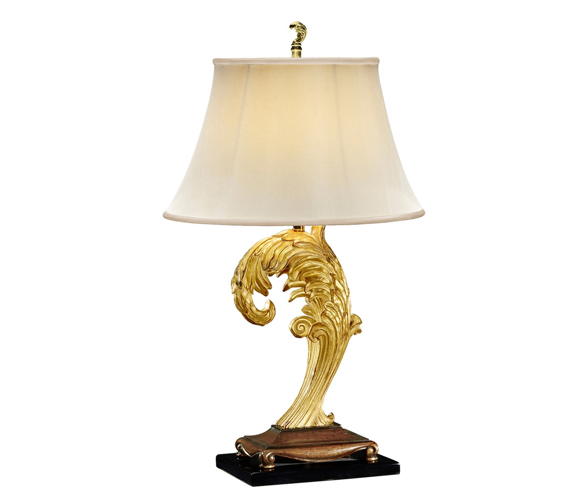 Asymmetric gilded leaf table lamp