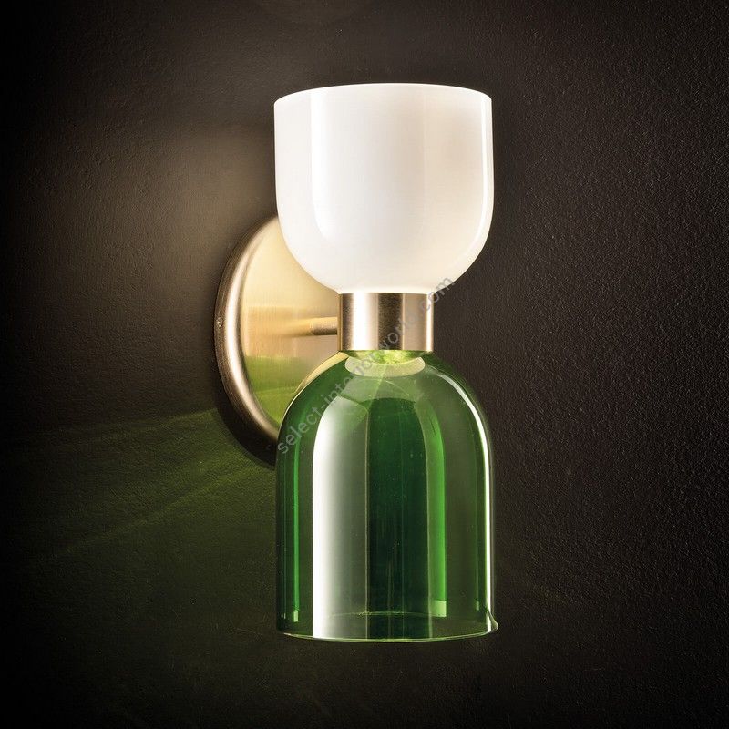 Wall lamp / Brushed Gold finish / White-Green glass