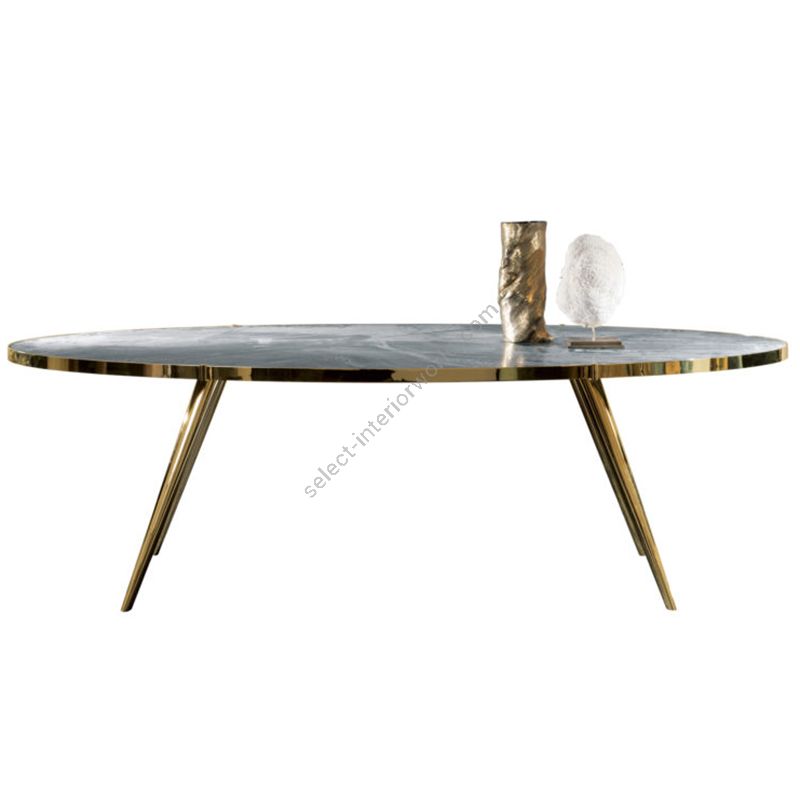 Finish Glosss brass plated structure, Top Zebra black marble