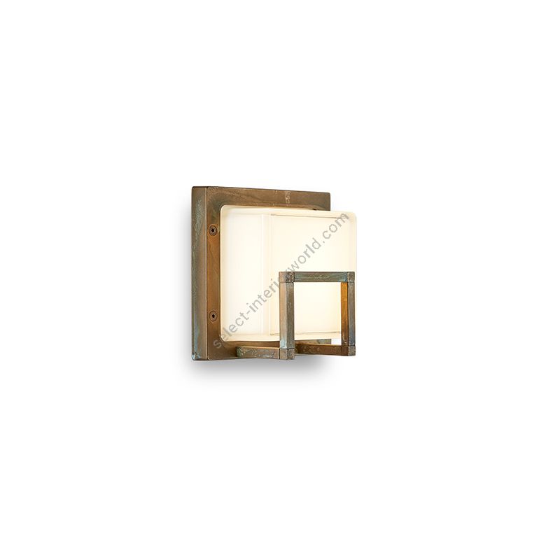 Outdoor wall lamp / Aged brass finish / Opal glass