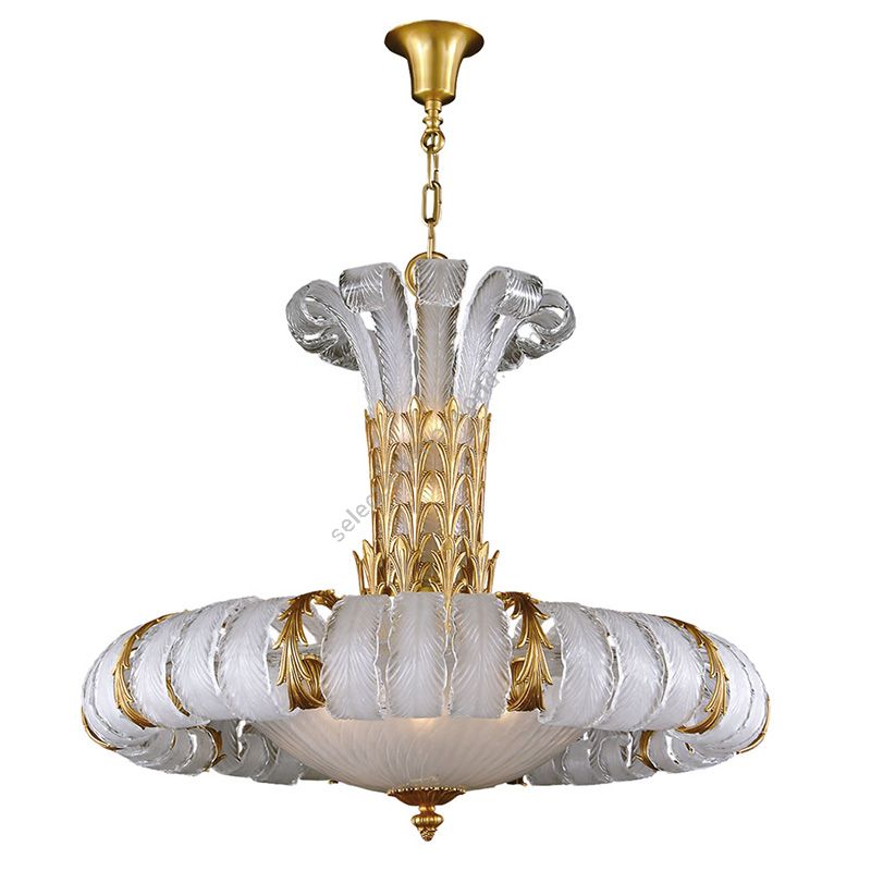 Chandelier / French Gold finish / White glass