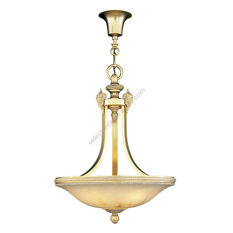 Pendant lamp / French Gold White Patine finish / White Alabaster lampshade