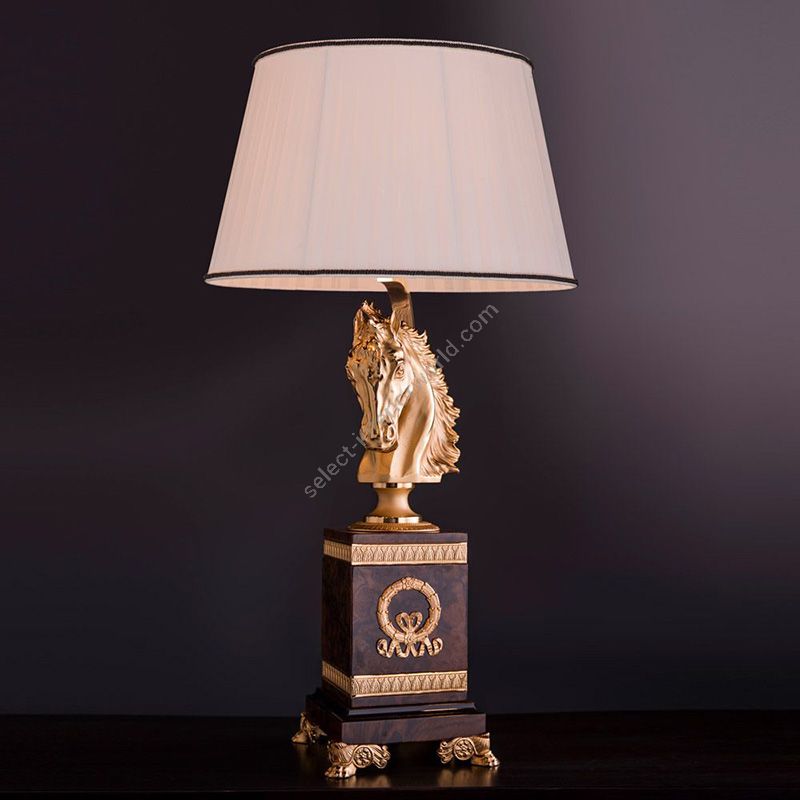 White Pleated lamp shade / Left side horse