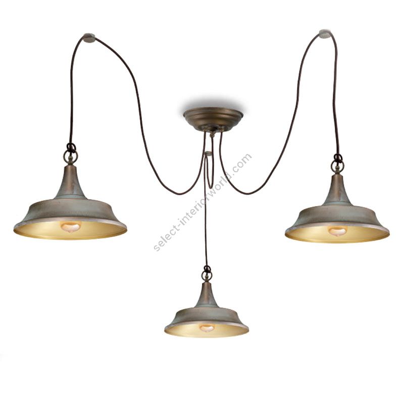 Aged brass copper-coloured finish with brass polished inside / 3 lights