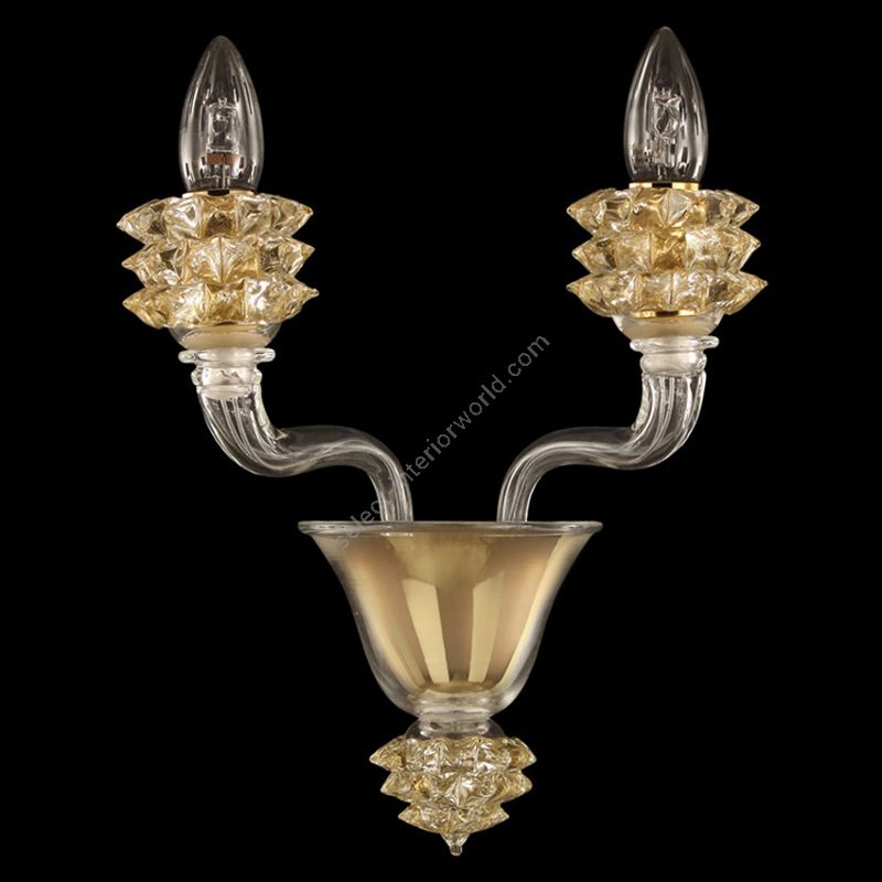 Clear and Gold Glass / 2 lights (cm.: 35 x 25 x 35 / inch.: 13.77" x 9.84" x 13.77")