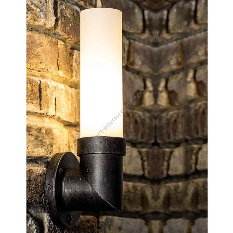 Wall lamp, cylindrical form, indoor and outdoor, Iron nature finish