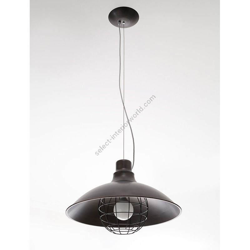 Suspension lamp / With grid / Jet black finish / Mouse grey cable