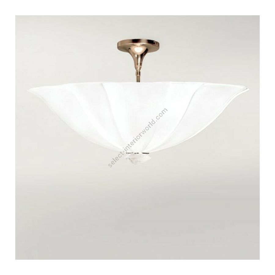 Polished Brass finish, Oyster Linen lampshade (cm.: 34.3 x 76.2 x 76.2 / inch.: 13" x 30" x 30")
