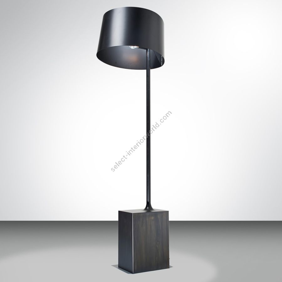 Stehlampe / Schwarze Farbbasis / Schwarzer Lampenschirm