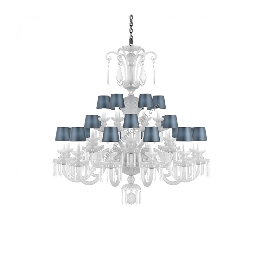 Chandelier / Blue Silk lampshades / Size - cm.: H 131 x W 123 / inch.: H 51.5" x W 48.4" (L)