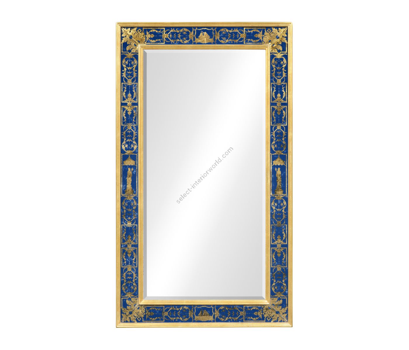 Jonathan Charles / Rectangular Mirror with Gilt Renaissance Decoration (Azure)
